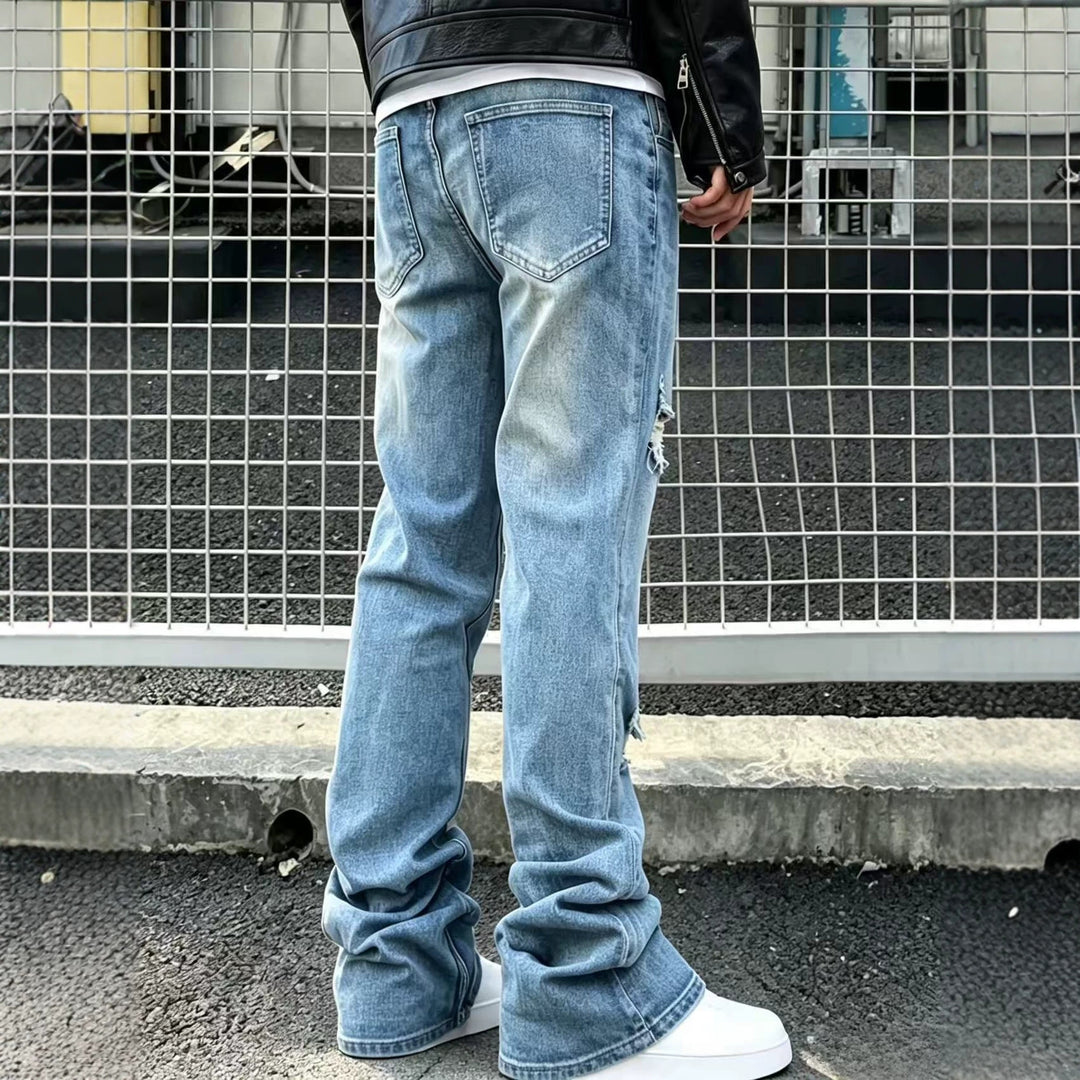 Herren Flared Jeans mit Reißverschluss Drune