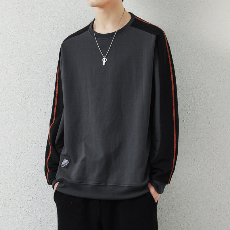 Herren Oversize-Sweatshirt mit kontrastierenden Ärmeln, Flachnaht-Details und Rippbündchen Drune