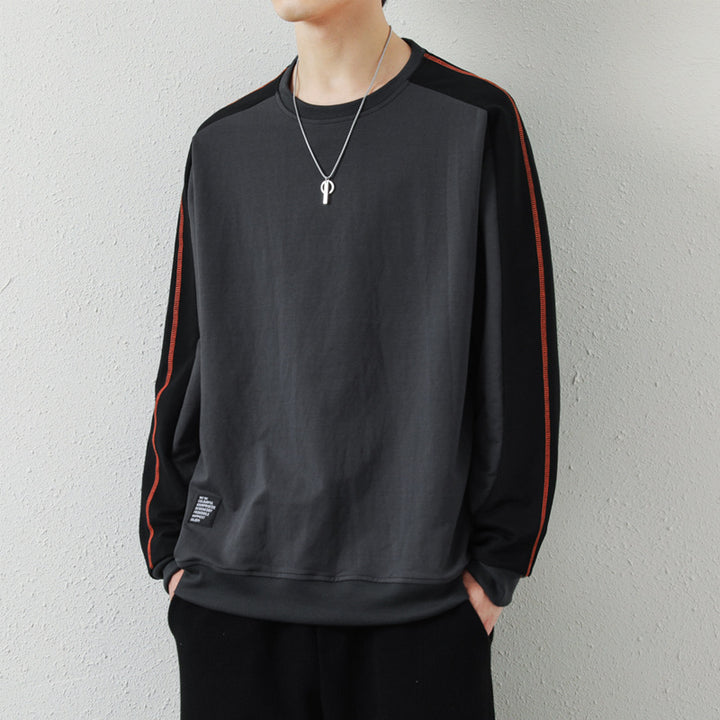 Herren Oversize-Sweatshirt mit kontrastierenden Ärmeln, Flachnaht-Details und Rippbündchen Drune