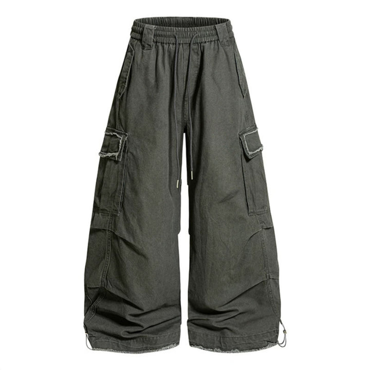 Damen Weite Cargo-Hose mit elastischem Bund, Cargo-Taschen und verstellbarem Saum Drune