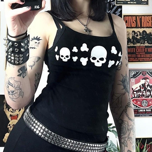 Damen Tanktop mit auffälligem Totenkopf-Design Drune