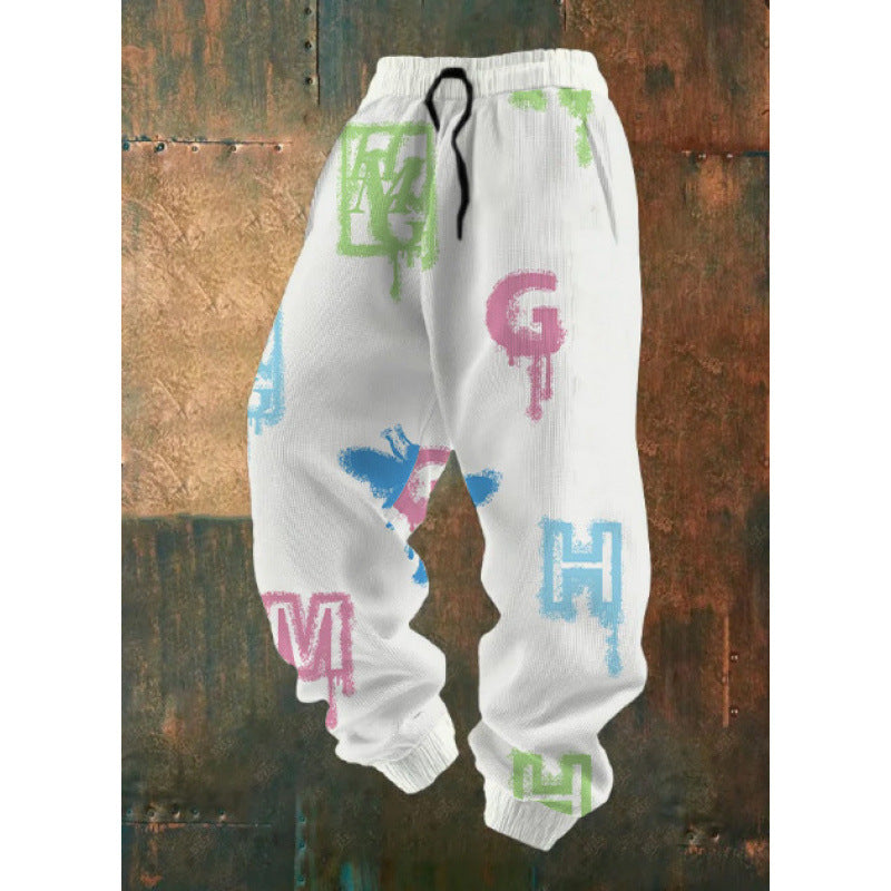 Damen Bequeme Freizeithose mit kreativem Druck Drune