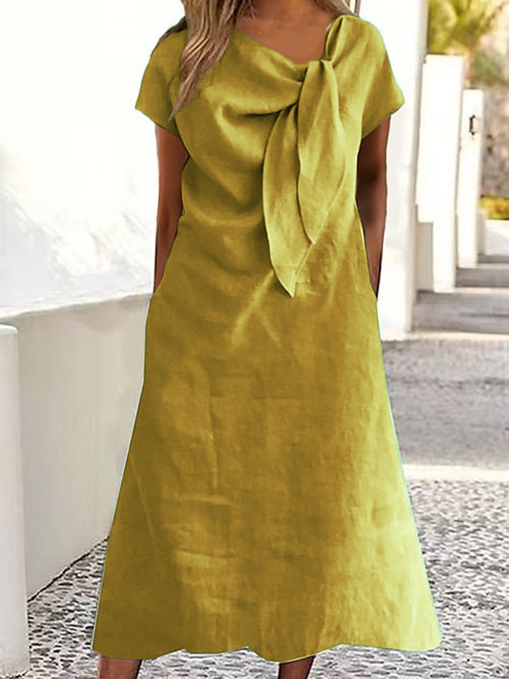 Damen Leinenkleid mit Schleifen-Detail Drune