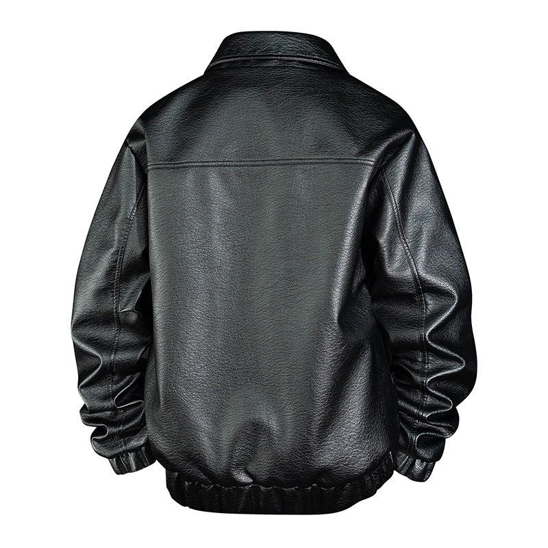 Herren Modische Kunstleder-Bomberjacke Drune