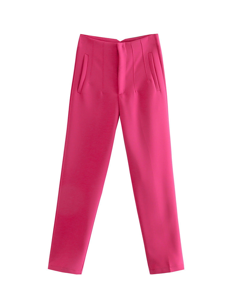 Damen Hochtaillierte tapered Anzughose mit Bügelfalte und Paspeltaschen Drune