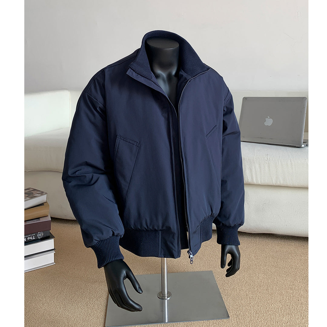 Herren Oversized Stepp-Bomber mit hoher Rippenkragenkonstruktion und verdecktem Reißverschluss Drune