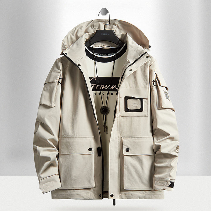 Herren Urbaner Tech-Parka mit Kapuze, Multifunktionstaschen und Thermoisolierung Drune