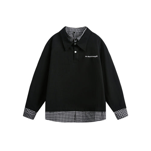 Herren Oversize-Polo im Lagenlook mit Karo-Hemdfutter und Hemdkragen Drune
