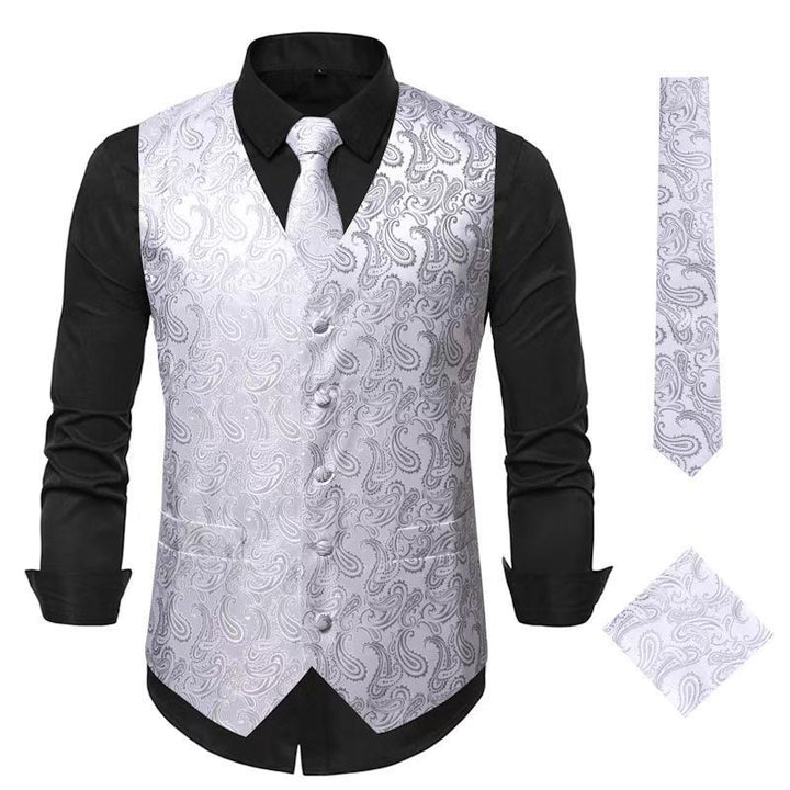 Herren elegantes Weste-Anzugset mit passendem Krawatte und Einstecktuch Drune