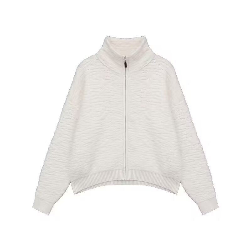 Damen Hochwertiger Strickpullover mit Stehkragen und Reißverschluss Drune