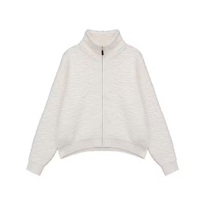 Damen Hochwertiger Strickpullover mit Stehkragen und Reißverschluss Drune