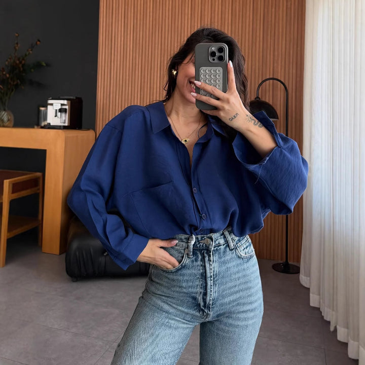 Damen Oversized Blusenhemd aus weichem Leinenstoff Drune
