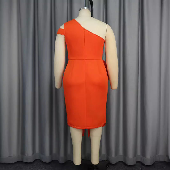 Damen Elegantes One-Shoulder Kleid mit Zierblüte und asymmetrischem Saum Drune