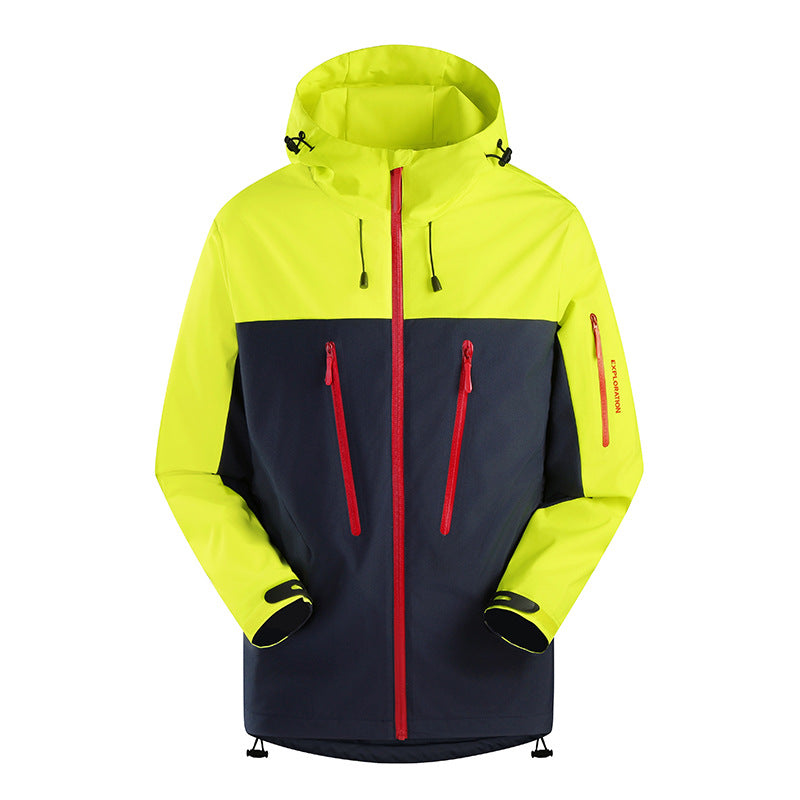 Herren Dreilagige atmungsaktive Hardshell-Outdoorjacke mit Kapuze und verschweißten Nähten Drune