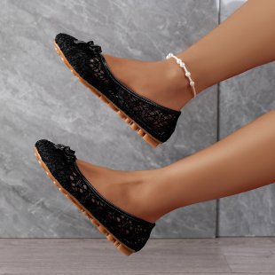 Damen Ballerinas mit filigranem Spitzen-Design und zarter Schleifen-Applikation Drune