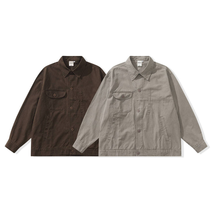 Herren Boxy-Canvas Utility-Blousonjacke mit großen Pattentaschen Drune