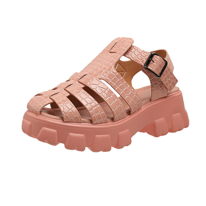 Damen Plateau-Sandalen mit trendigem Riemendesign und stabiler Gummisohle Drune