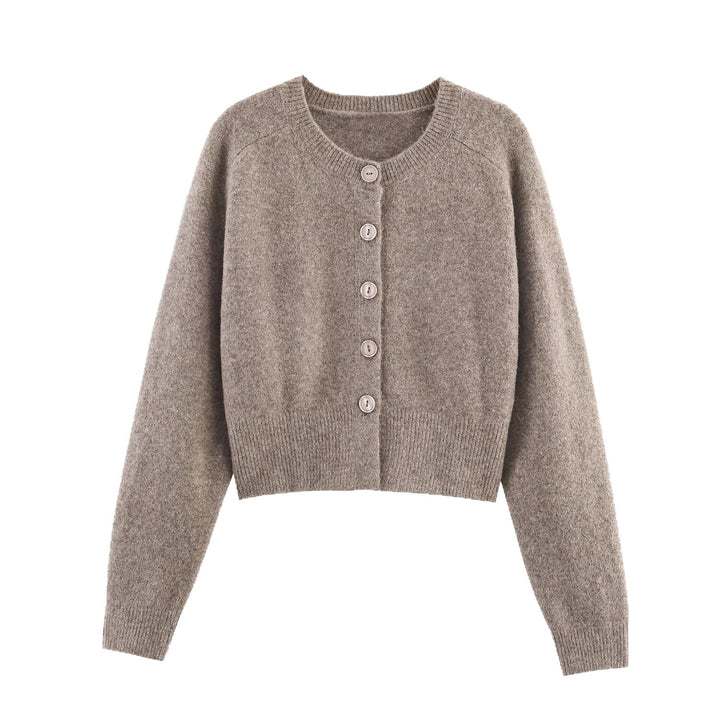 Damen cropped Strickjacke mit Knopfverschluss Drune
