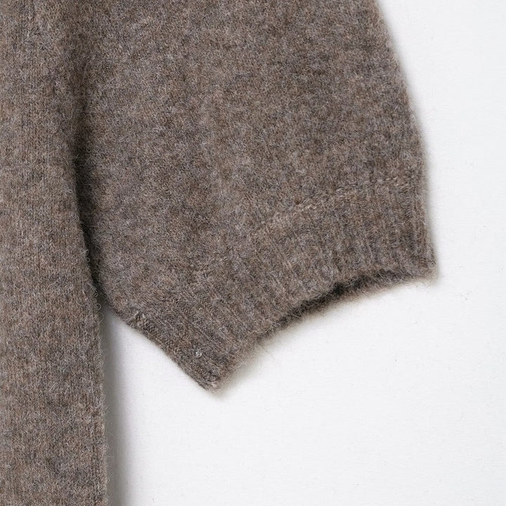Damen Strickkleid mit kurzem Arm und hochgeschlossenem Kragen Drune
