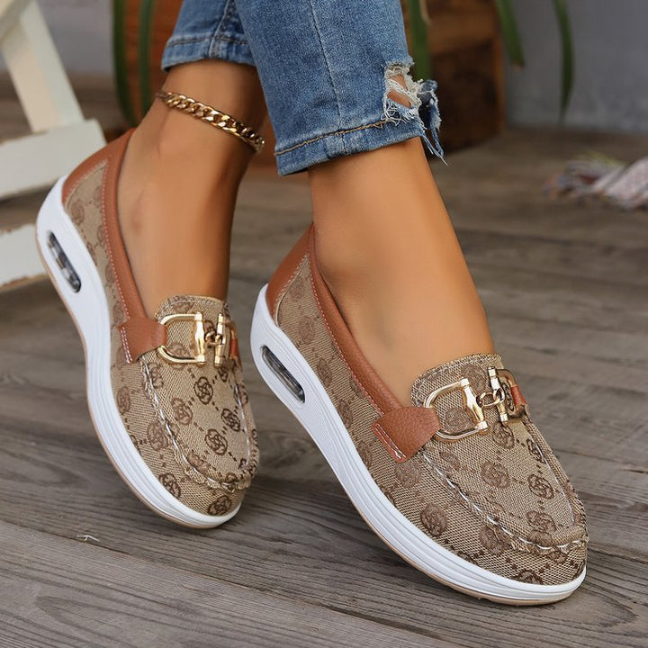 Damen Mokassin-Slipper mit luftgepolsterter Plateausohle und Zier-Bit Drune