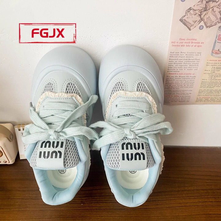Damen Sportliche Sneakers mit atmungsaktivem Mesh und voluminöser Sohle Drune