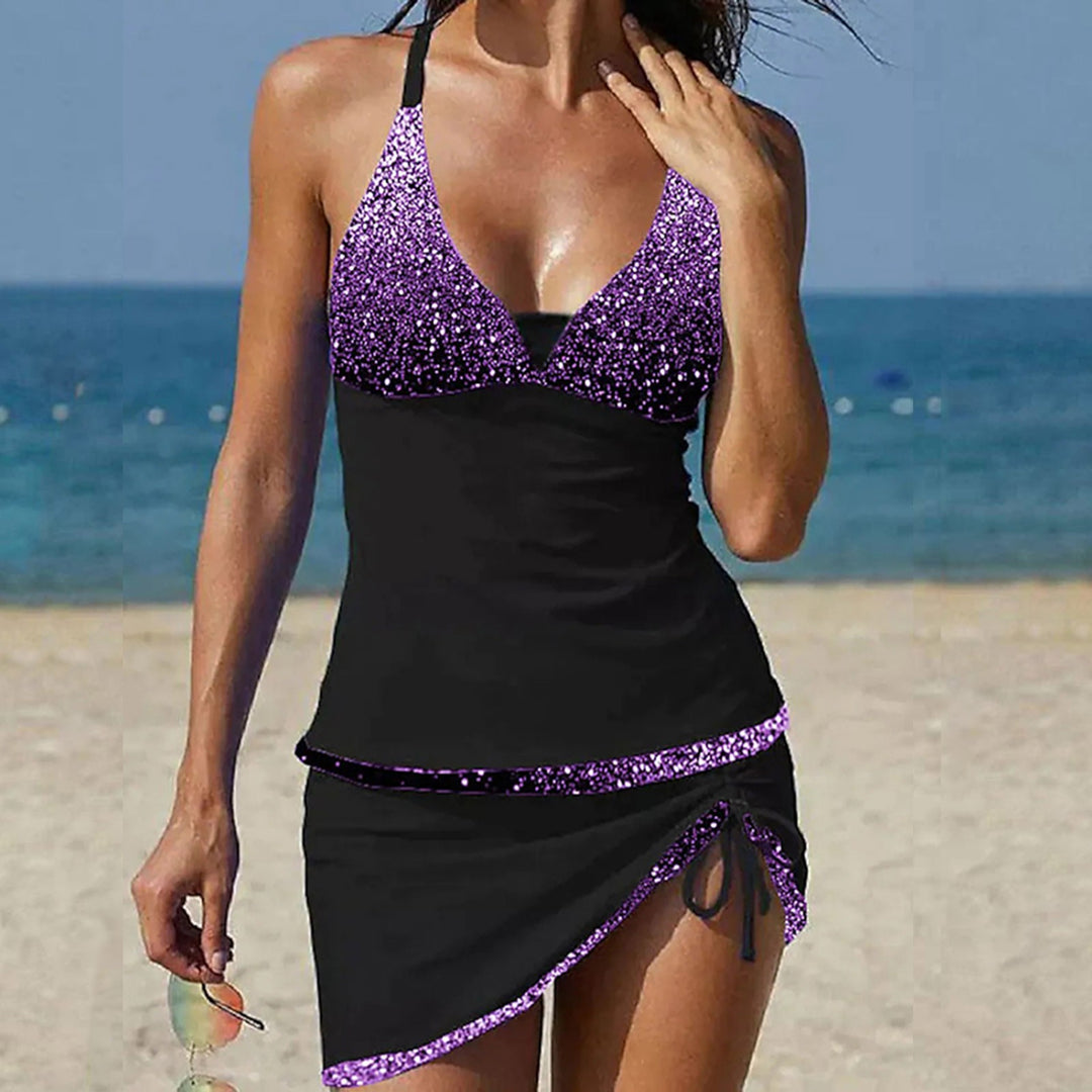Damen lässiges Strandkleid mit verstellbarem Gürtel Drune