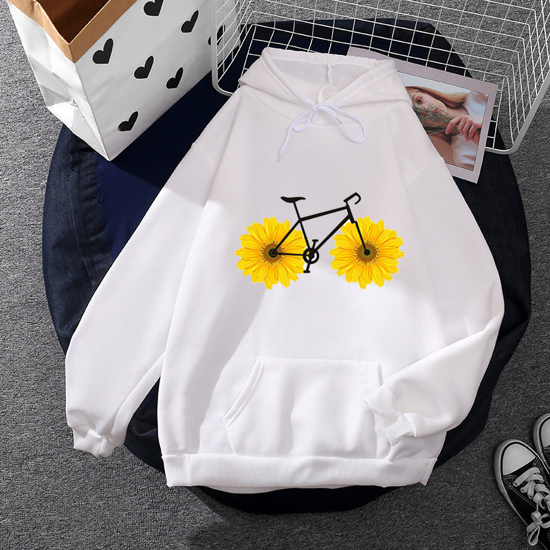 Damen nan lässiger Kapuzenpullover mit künstlerischem Mond‑und‑Pilzmotiv, weichem Fleecefutter und Kängurutasche Drune