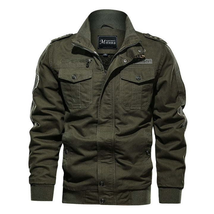 Herren Fieldblouson aus Canvas mit Epauletten, Utility‑Pattentaschen und geripptem Stehbund Drune