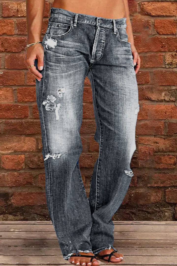 Damen lockere Jeans im Used-Look Drune