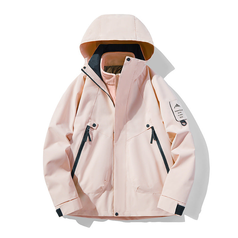 Unisex Wasserdichte, atmungsaktive Hardshell-Outdoorjacke mit Kapuze Drune