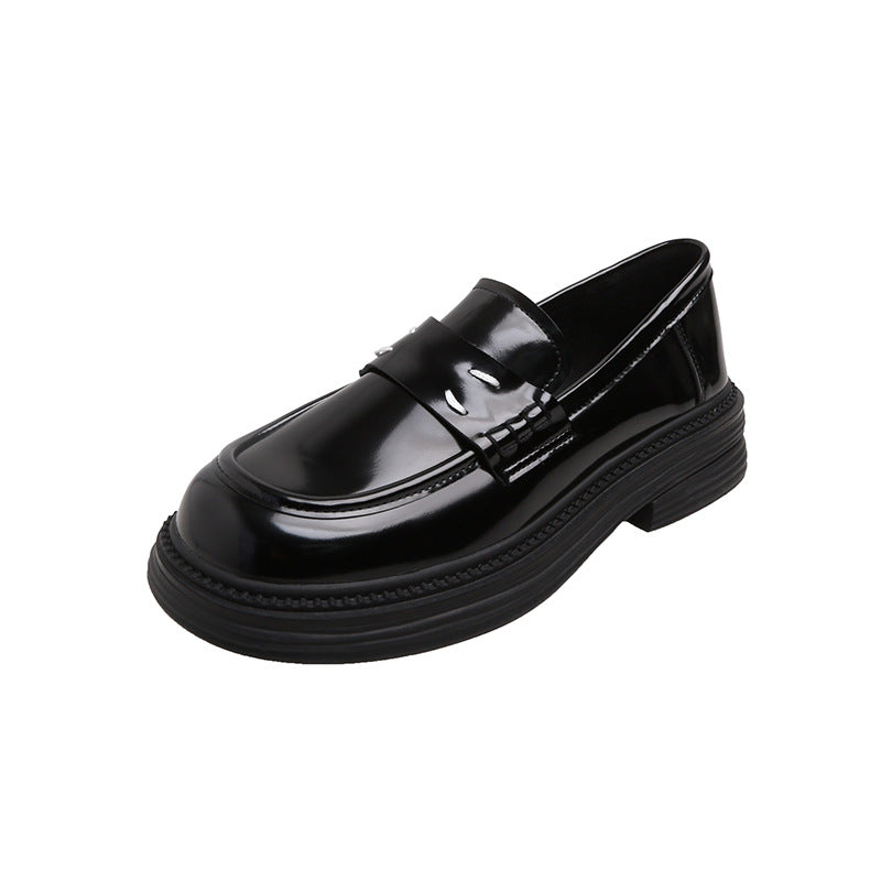 Damen Glänzende Penny‑Loafer im Retro‑Chunky‑Look mit sculpted Plateau‑Sohle Drune