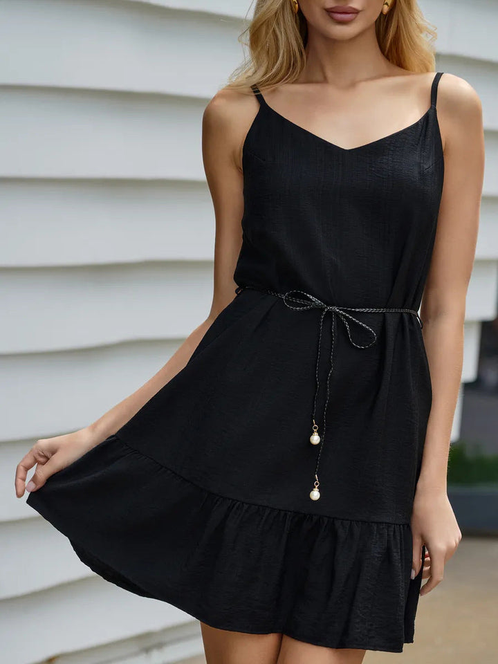 Damen Sommerkleid mit lässigem Schnitt und voluminösem Rüschensaum Drune