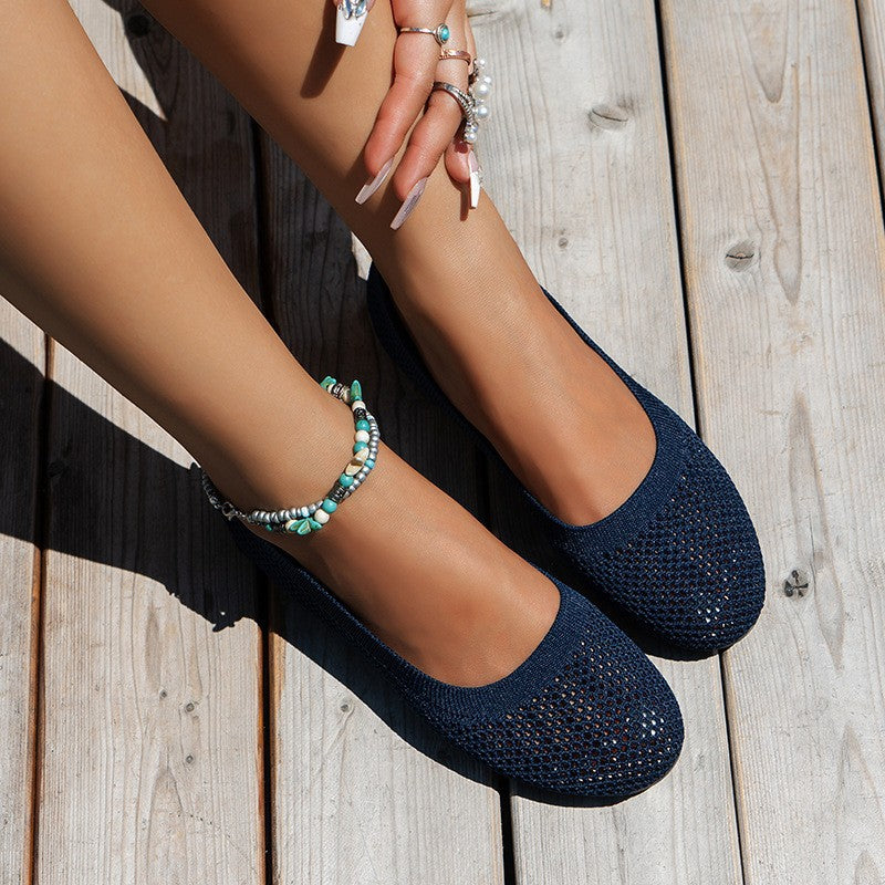 Damen  gestrickte Ballerina-Slipper mit atmungsaktivem Maschenoberteil und ergonomischem Memory-Fußbett Drune