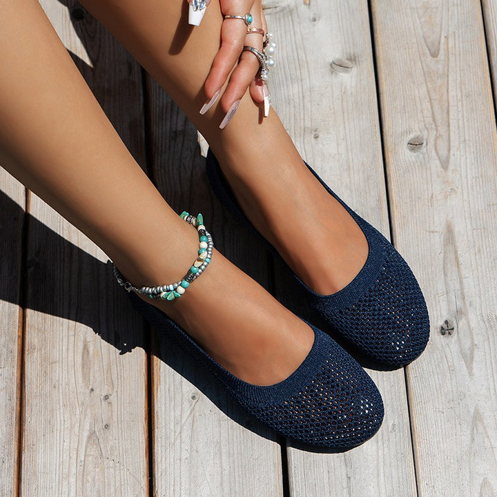 Damen  gestrickte Ballerina-Slipper mit atmungsaktivem Maschenoberteil und ergonomischem Memory-Fußbett Drune