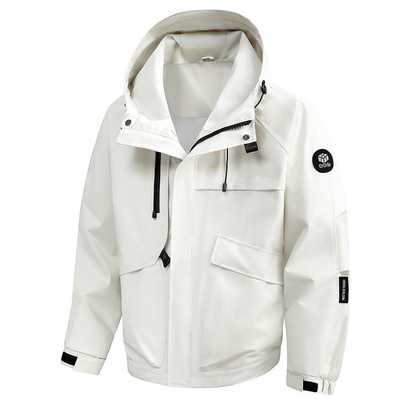 Herren Wasserabweisende Utility-Outdoorjacke mit Kapuze, Mehrfachtaschen & verstellbaren Manschetten Drune