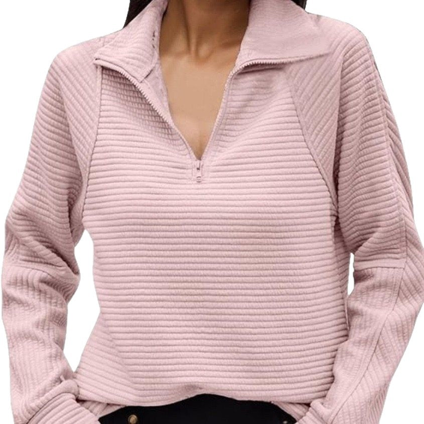 Damen Stepp-Pullover mit kurzem Reißverschluss und lässigem Schnitt Drune