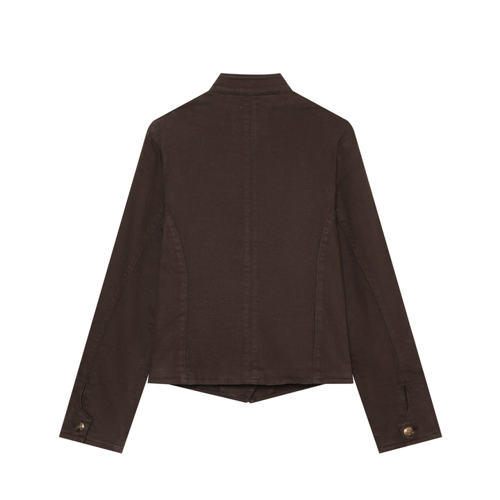 Damen Taillierte Cropped‑Militär‑Blouson mit Epauletten und Doppelknopfreihe Drune