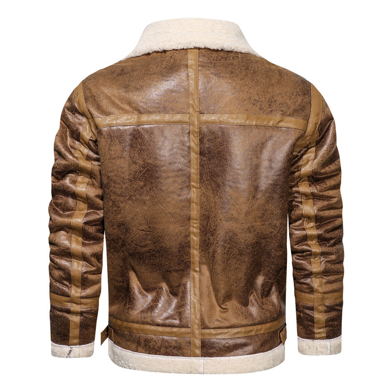 Herren Fliegerjacke mit Lammfellfutter und Vintage Kunstlederoptik Drune