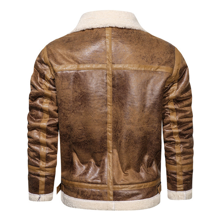 Herren Fliegerjacke mit Lammfellfutter und Vintage Kunstlederoptik Drune