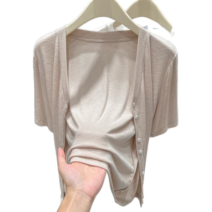 Damen Leichtes Wickeloberteil mit knopfverzierte Front Drune
