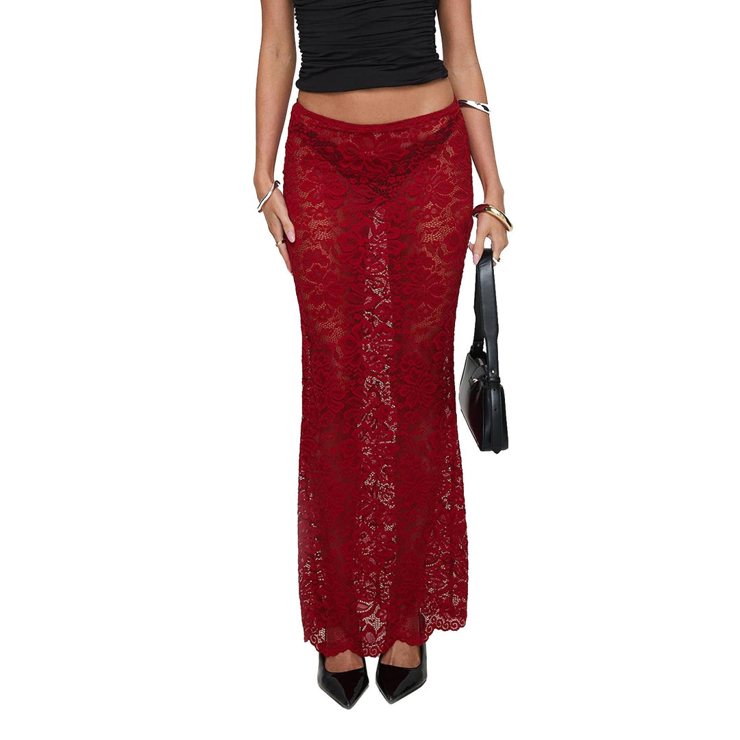Damen Spitzen Saum Rock Drune