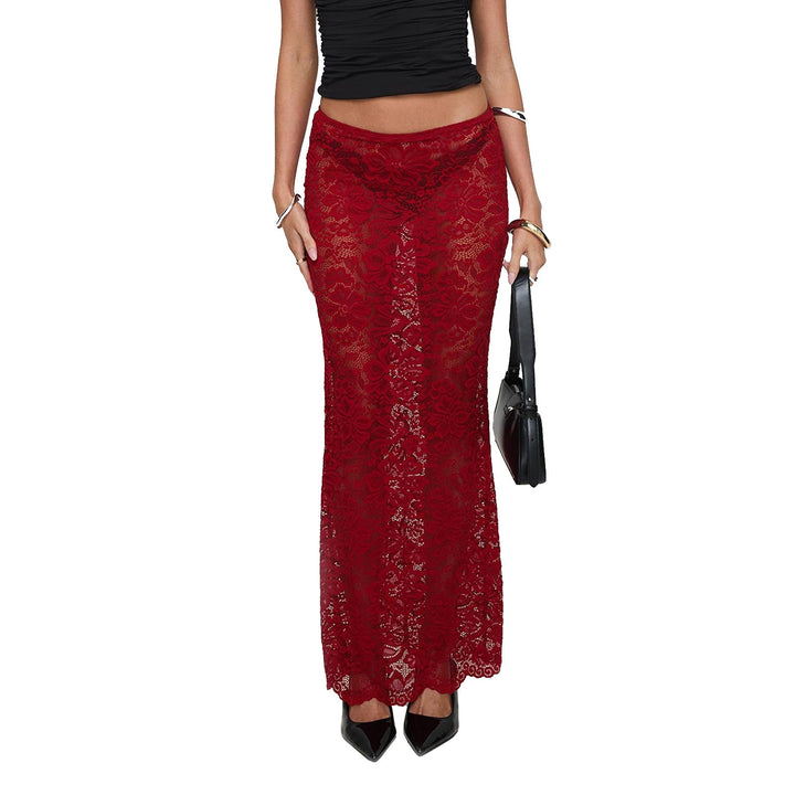 Damen Spitzen Saum Rock Drune