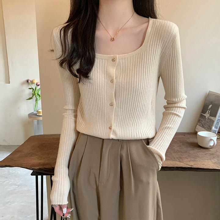Damen Langarm-Cardigan mit Rundhalsausschnitt und strukturiertem Rippenmuster Drune