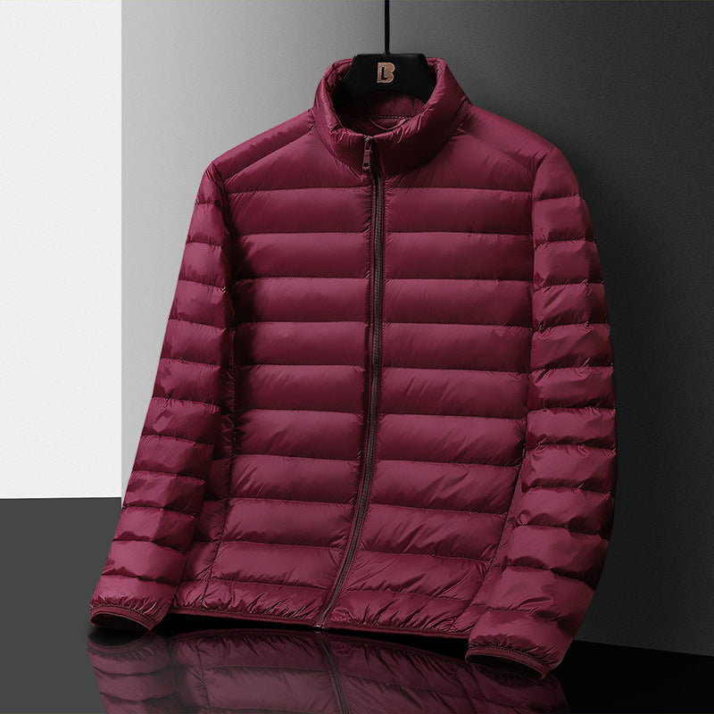 Herren Ultraleichte gesteppte Daunenimitat‑Steppjacke mit Stehkragen und Packfunktion Drune