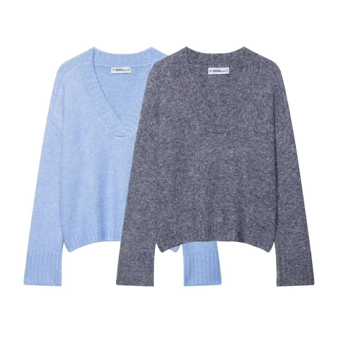 Damen V-Ausschnitt Pullover Drune