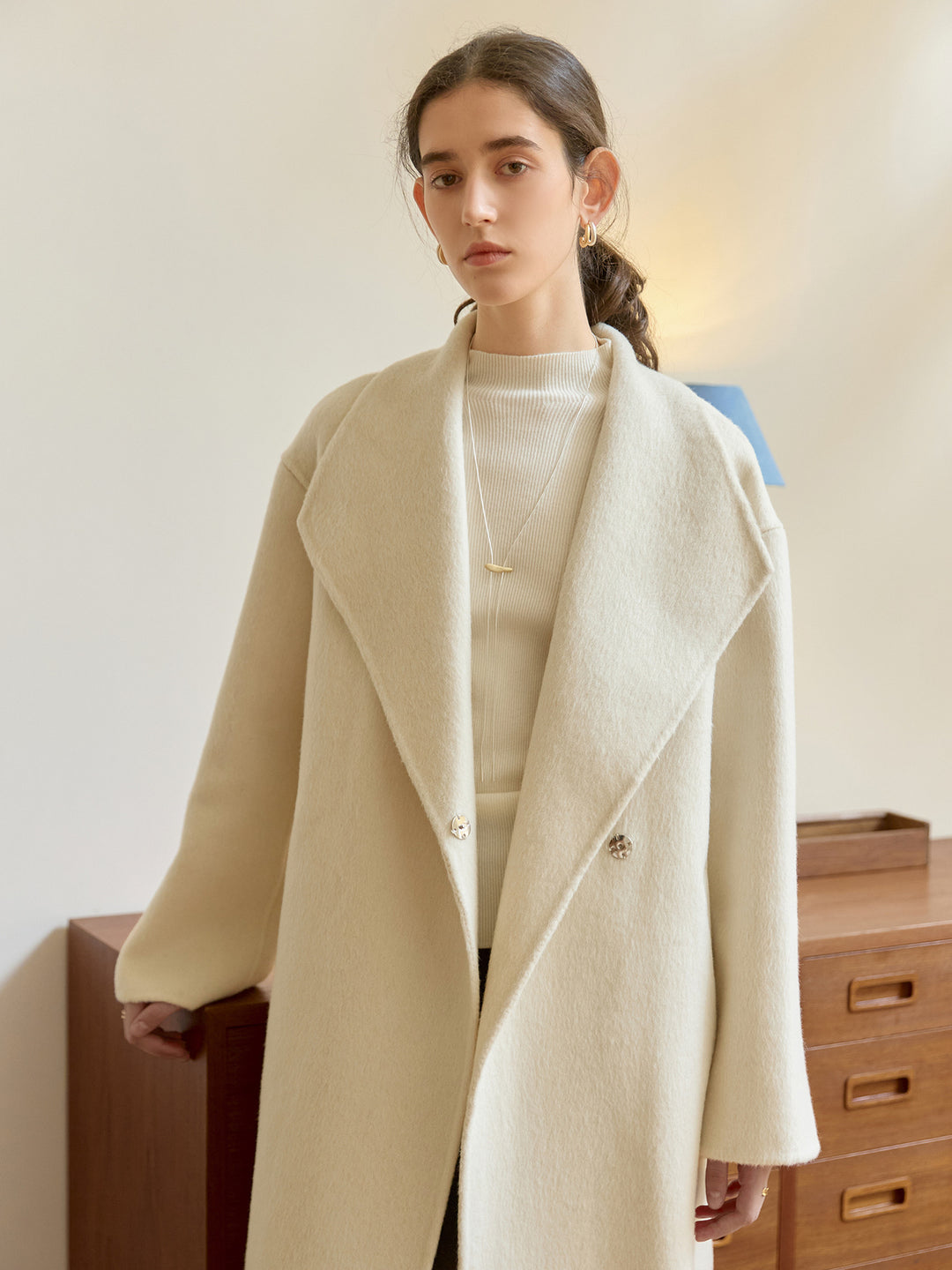 Drune | Übergröße Langmantel Minimalistisches Wickeldesign