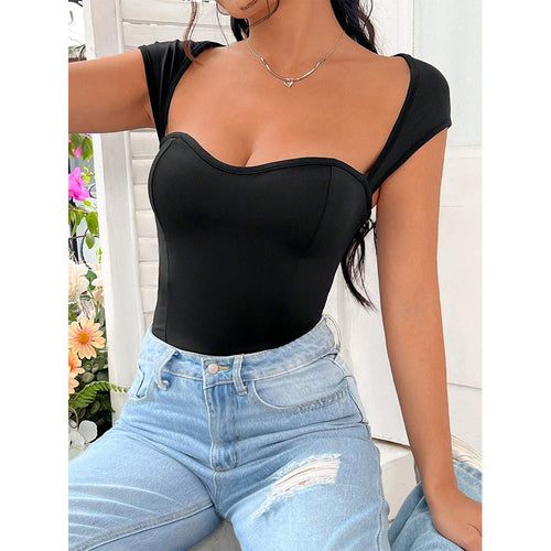 Damen eleganter Badeanzug mit herzförmigem Ausschnitt und strukturiertem Design Drune