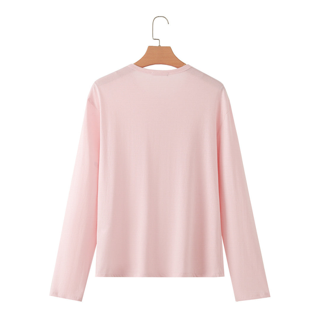 Damen Langarm-Henleyshirt mit Knopfleiste und aufgesetzten Brusttaschen Drune