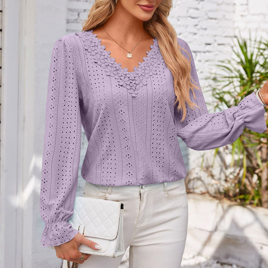 Damen Bluse mit dekorativem Spitzenkragen Drune