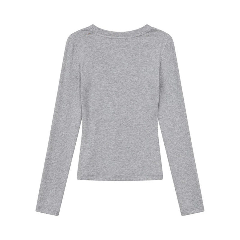 Damen Langarmshirt mit V-Ausschnitt und tailliertem Slim-Fit Drune